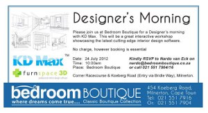 Hirsch's  & Furnspace invite you to a Designer's morning with KDMax